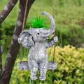 Elephant Gifts for Women Cute Succulent Pots for Outdoor Plants Funny Plant Pot Garden Pot Swing Hanging Planter Elephant Sit Swing Statue with Drainage Hole