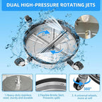 24" Pressure Washer Surface Cleaner with 304 Industrial-Grade Stainless Steel Housing, Dual Handle, Driveway Pressure Washer Attachment, 2 Replacement Nozzles, for Concrete, Sidewalk, Deck, 4000 PSI