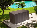 Stylish Indoor/Outdoor Storage Deck Box,Resin,Large Capacity, Weather-Resistant, Lockable lid and Side handles. (Brown, 170 Gallon)