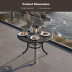 Kinger Home Harmon 41-inch Patio Dining Table, Round Outdoor Table, Outdoor Dining Table, Aluminum Patio Furniture, Outdoor Dining Set, Woven Design, Rust Resistant