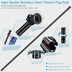 6 FT Flag Poles Kit for House with 2-Position Flagpole Bracket & 360° Rotating Flag Rings, 1 Inch Stainless Steel Spinning Flag Pole, Porch Wall Mounting Metal Flag Pole for 3x5 4x6 Flag (6 FT, Black)