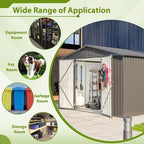 10X8 FT Outdoor Storage Shed, All Weather Metal Sheds with Lockable Doors, Tool Shed for Garden, Patio, Backyard, Lawn, Black