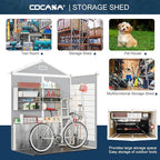 CDCASA 6x3 FT Resin Storage Shed, Waterproof Outdoor Shed with Floor & Window & Lockable Door Included, Outside Plastic Tool Sheds for Garden, Patio, Backyard, Light Gray