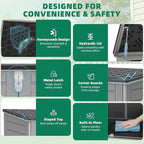 Outdoor Trash Can Storage Shed 4.6 x 4.1 FT, 304 Gallon Resin Shed with Lockable Doors & Lift Lid, Waterproof Outdoor Storage for Garden Tools, Cushions and Patio Equipment (Gary)