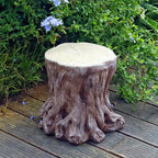 13''H Tree Stump Statue Stool with Faux Wood Grain Finish Magnesium Oxide Stump Sculpture Stump Side Table Garden Pedestals Tree Stump End Table for Indoor/Outdoor Patio Yard Garden Porch Decor