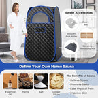 Giantex Portable Sauna, Full Body Steam Sauna w/ 3L Steam Box, Remote Control, Wood Foot Roller & Foldable Chair, Pop-Up Sauna Box for Single Person, Lightweight Personal Sauna Tent for Home (Black)