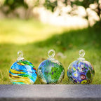 QFkris 4" Blown Glass Christmas Ornaments Ball for Christmas Tree, Hand Blown Glass Ornaments, Gazing Balls Witch Balls Friendship Ball