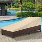 Arcedo Waterproof Patio Chaise Lounge cover, heavy duty Lounge Chair Covers for Outdoor Furniture, Protect Your Pool Chairs in Winter, 80" L x 32" W x 25" H, Beige and Brown
