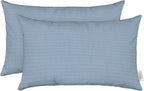RSH DECOR: Sunbrella Lumbar Throw Pillows Set of 2 | 20" x 12" | Water and Fade-Resistant Performance Fabric | Outdoor Pillow Covers with Down-Alternative Inserts | Canvas Air Blue