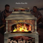 Bestier 37" Fire Pits, Wood Burning Fireplace for Outside Rectangular Chiminea Outdoor Firepits with Poker, Wood Storage, Rain Cover and Removable Fire Grill for Patio, Garden, Backyard, Camping