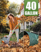 Joyhalo Reusable Yard Waste Bags, 2 Pack 40 Gallon Dustpan-Type Garden Bag for Collecting Leaves Garss Clippings, Heavy Duty lawn and leaf bags, Garden Waste Container for Clean Up Outdoor Debris