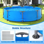 GYMAX 10ft x 30in Metal Frame Above Ground Swimming Pool, Outdoor Backyard Famliy Pool Set with Puncture-Resistant Fabric, Drainage Valve Connector for Kids & Adults (10' x 30", Round, Blue)