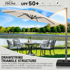 Hotime 10ft Patio Umbrella Outdoor Patio Windproof and Height adjustable, Heavy Duty Aluminum Round Offset Patio Umbrella Cantilever Pool Umbrella with 360°Rotation for Garden Deck Pool, Beige