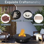 Afterglow TerraFab 28" Round 30,000 Btu Propane Fire Bowl Fire Pit for Outdoor Patio Garden Backyard Decking Decor CSA Certificated, Black