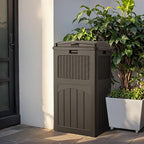 Devoko 33 Gallon Outdoor Trash Can, Hideaway Garbage Bins with Tiered Lid, Waterproof Resin Outside Waste Bins for Patio, Outside Pool, Backyard and Deck(1, Deep Brown)