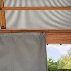 TOOLPORT Hardtop Gazebo 10x10 ft with Polycarbonate Roof - Wood-Like Finish - 4 Side Panels in Gray