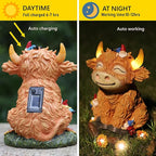 Solar Garden Statue Highland Cow Figurine with Funny Gnomes Garden Outdoor Decor for Yard Patio Lawn Christmas Housewarming Gifts for Women,Mom,Grandma (Yellow)
