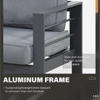 Solaste Outdoor Aluminum Furniture Set - 4 Pieces Patio Sectional Chat Sofa Conversation Set with Table,Grey