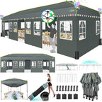 COBIZI 10x30 Pop Up Canopy Tent with Sidewalls One Push Outdoor Wedding Event Tent UPF 50+ Waterproof Gazebo with Air Vent, Tents for Party, Wheeled Bag, Sandbag, Stake, Rope, Grey
