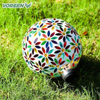 VOREEN Mosaic Glass Gazing Ball Outdoor Gazing Globe, Handmade Reflective Ball Yard Decoration for Homes, Patio, Lawn and Gardens, Gift for Mom Wife Friend, 10-Inch, Multi Colored Flowers Design