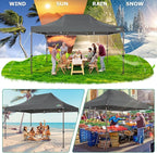 COBIZI 10x15 Pop Up Heavy Duty Canopy with 4 Sidewalls and Hexagonal Legs, Easy up Tent for Parties, Commercial and Wedding, Outdoor Canopy with Roller Bag, Sand Bags, Waterproof & UPF50+ (Gray)