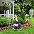 Happy Birthday Goose Outfit Porch Goose Outfits with Happy Birthday Cake Hat and Clothing for 23" Cement/Plastic Porch Goose Outdoor Statue Patio Yard Lawn Art