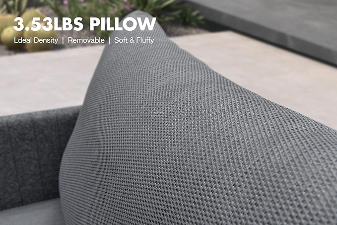 PURPLE LEAF 9 Pieces Patio Conversation Sets with Thick Cushions and Pillows Outdoor Couch Sectional Set Patio Conversation Set for Garden Poolside Backyard Gray
