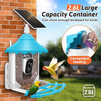 2K HD Smart Bird Feeder Camera with Solar Power, AI Bird Species ID, Auto Video Capture, Instant Notifications, SD&Cloud Storage