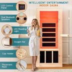 Albott Infrared Sauna 1 Person, Infrared Saunas for Home, 930W/110V Hemlock Wood Dry Sauna with Tourmaline Stone Foot Warmer, 7-Color Light Therapy & 2 Bluetooth Speakers, 27.2"x32.3"x61"