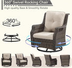Outdoor Swivel Rocker Patio Chair with Matching Side Table - 360 Degree Patio Swivel Glider Chair with 3.5" Olefin Cushions(Mixed Grey/Beige)