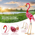 Giantex Flamingo Garden Statues Set of 2, Standing Metal Flamingo Sculptures Bird Ornament Yard Decorations for Lawn Backyard Porch Patio Outdoor Decor, with 4 U-Shaped Stakes (Flamingo)