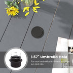 DIFY Outdoor Dining Table for 4, Round Patio Table with Umbrella Hole for Garden, Backyard and Porch (Dark Grey)