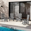 SERWALL Oversized Rocking Chair Set of 4 Outdoor, HDPE Outdoor Rocking Chair Set of 4, Grey