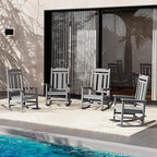 SERWALL Oversized Rocking Chair Set of 4 Outdoor, HDPE Outdoor Rocking Chair Set of 4, Grey