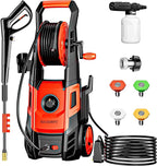 Pressure Washer, Max 2.4 GPM with Foam Cannon & 4 Nozzle Tips, Power Washer for Cars, Fences, Driveways, Home, Patios - Powerful Power Washers Electric Powered