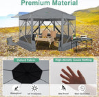COBIZI 15x15ft Extra Large Pop-Up Gazebo Canopy Tent with Mosquito Netting, Spacious Easy Set-Up Screened Shelter, Durable Outdoor Pavilion with Ground Stakes, Perfect for Patio, Backyard,Gray