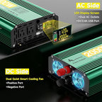 2000 Watt Inverter 12V to 110V/120V, Truck Inverter Modified Sine Wave 4000W Peak Power for Vehicles Car RV, with Remote Controller LED Digital Didplay 2 AC Outlets 3.4A USB Port