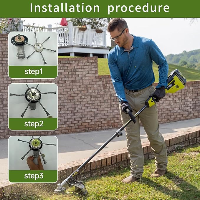 QNHMPW 2PCS Steel Wire Grass Trimmer Head，6 Inch Universal Steel Wire Weed Trimmer Head，for Electric & Cordless String Trimmers，Applicable to Most Lawn Mower
