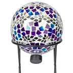 Alpine Corporation HMD218 Mosaic Gazing Globe with Mirrored Floral Pattern Decoration for Garden, Patio, and Lawn, 12" H