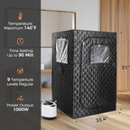 Upgraded Version Portable Sauna for Home Full Body Personal Sauna Steam Sauna Tent at Home Spa with 2.6L 1000W Steam Generator, 90 Minute Timer, Foldable Chair, Remote Control, Sauna Box(Black)
