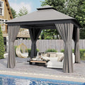 AOXUN Outdoor Gazebo for Patio 10x10, Metal Frame Canopy with Double Roofs, Heavy Duty Party Tent and Shelter with Mosquito Netting and Privacy Screen for Backyard, Lawn, Garden, Deck