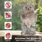 Owl Outdoor Statue Figurine Decoration, Hand-Painted Owl on Branch, Waterproof, Fade-Proof Sculpture for Garden, Patio, Home Decor Statue (Brown)