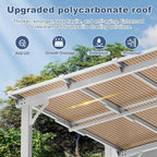 MEISSALIVVE 12' x 14' Wall Mounted Gazebo, Outdoor BBQ Grill Gazebo with Side Shelf, Lean to Metal Awnings with Sloped Roof, Heavy Duty Pergola for Backyard, Deck, White