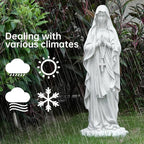 Virgin Mary Praying Statue 31.49 Inch Tall Outdoor Garden Religious Garden Statue Mary Statue Outdoor Yard Patio Deck Home Entryway Hallway Sculpture Magnesium Oxide Stone （White Virgin Mary）