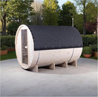 ZONEMEL Outdoor Barrel Steam Sauna, Canadian Pine Wood Sauna Room for 8 Person with 6KW ETL Certified TOULE Heater, Rocks, 8mm Tempered Glass, Waterproof System