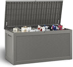 NUNU LAB 260 Gallon Outdoor Storage Box,Resin Large Sturdy Deck Box, Backyard Outside Storage Box Waterproof with Double Wall Panels,Package Delivery Garden Outdoor Hose Storage Bin
