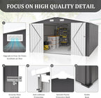 10x14 FT Outdoor Storage Shed, Metal Shed with Floor, Lockable Door & Vents, All-Weather Resin Shed for Garden, Backyard, Patio, Lawn, Dark Gray