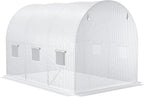 Outsunny 9.8' x 6.6' x 6.6' Plastic Greenhouse Cover Replacement, Heavy Duty Waterproof Tarp for Hoop House, Sheeting with 6 Windows, Door & Reinforcement Grid, White