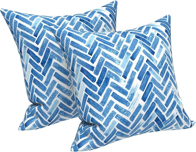 LVTXIII Outdoor Throw Pillow Covers 16 x 16 Inch, Covers ONLY Modern Cute Pattern Decorative Square Toss Pillow Case Pack of 2 for Home Patio Garden Sofa Bed Furniture, Blue Bricks