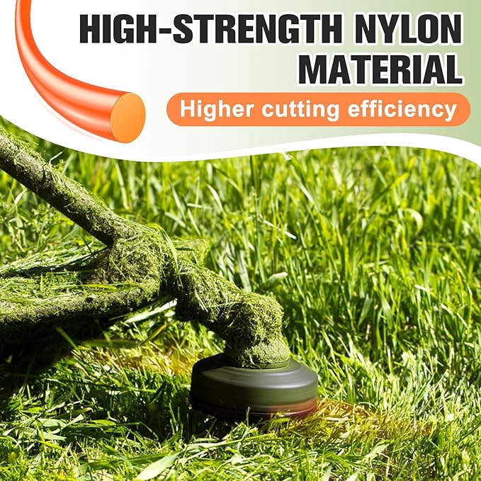 String Trimmer Line .065", 295 Feet Weed Eater String, Round Trimmer Line for Universal Replacement, Orange Premium Nylon String Trimmer Line for Light Grass&Weeds